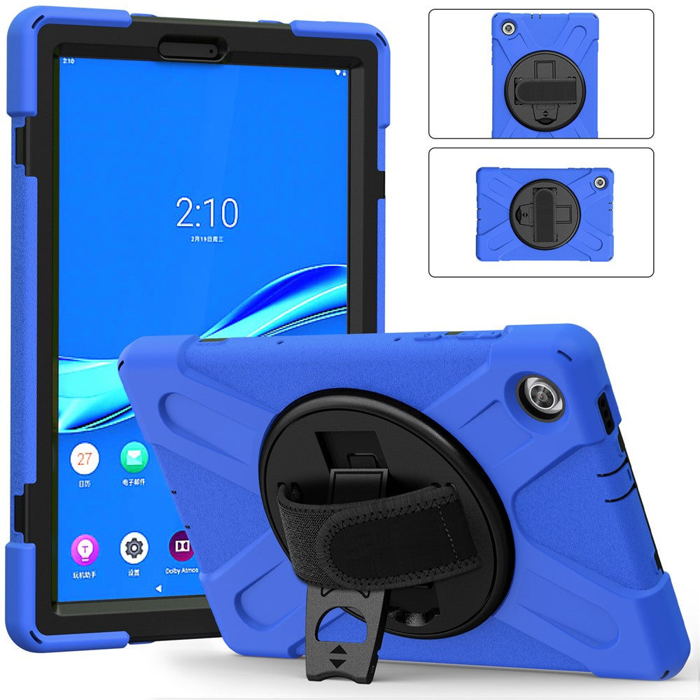 360° Swivel Kickstand PC + Silicone Tablet Case Shell for Lenovo M10 X306X - Blue