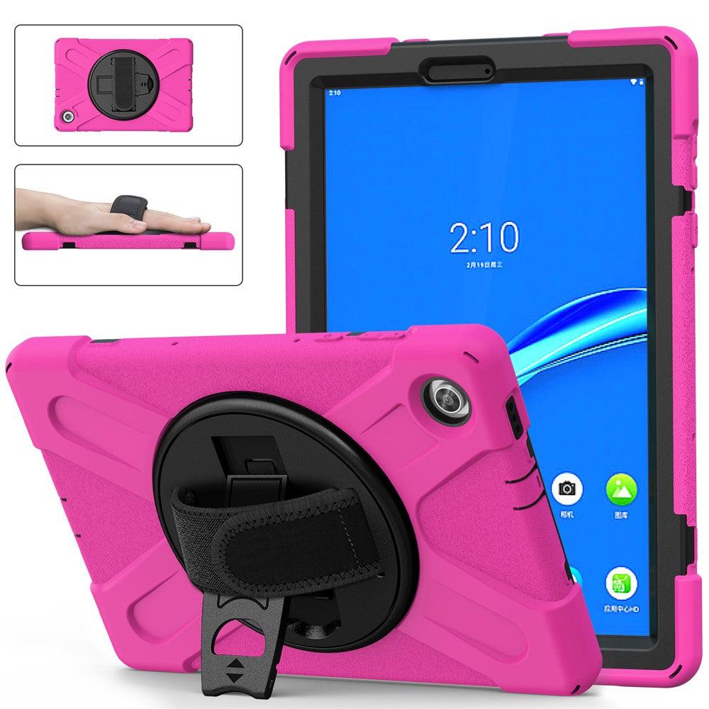 360° Swivel Kickstand PC + Silicone Tablet Case Shell for Lenovo M10 X306X - Rose