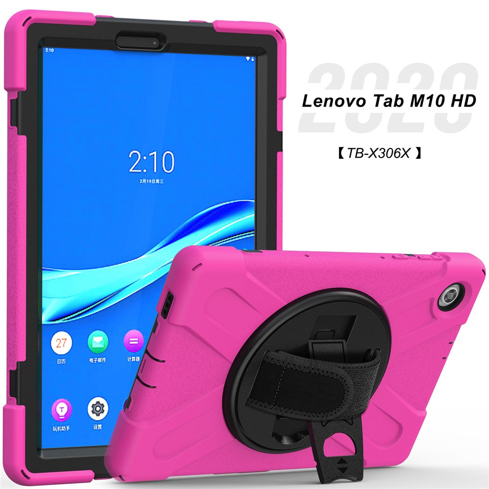 360° Swivel Kickstand PC + Silicone Tablet Case Shell for Lenovo M10 X306X - Rose