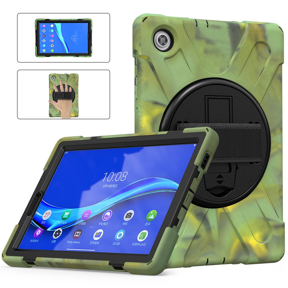 360° Swivel Kickstand PC + Silicone Tablet Case Shell for Lenovo M10 X306X - Camouflage