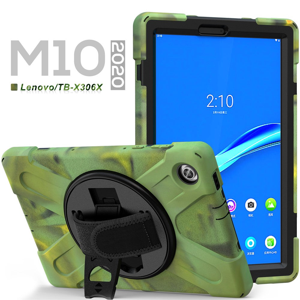 360° Swivel Kickstand PC + Silicone Tablet Case Shell for Lenovo M10 X306X - Camouflage
