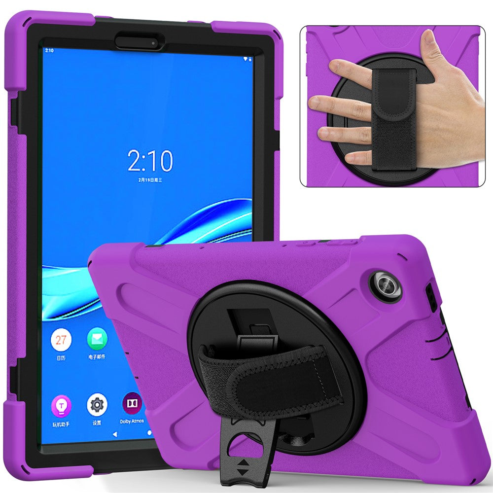 360° Swivel Kickstand PC + Silicone Tablet Case Shell for Lenovo M10 X306X - Purple