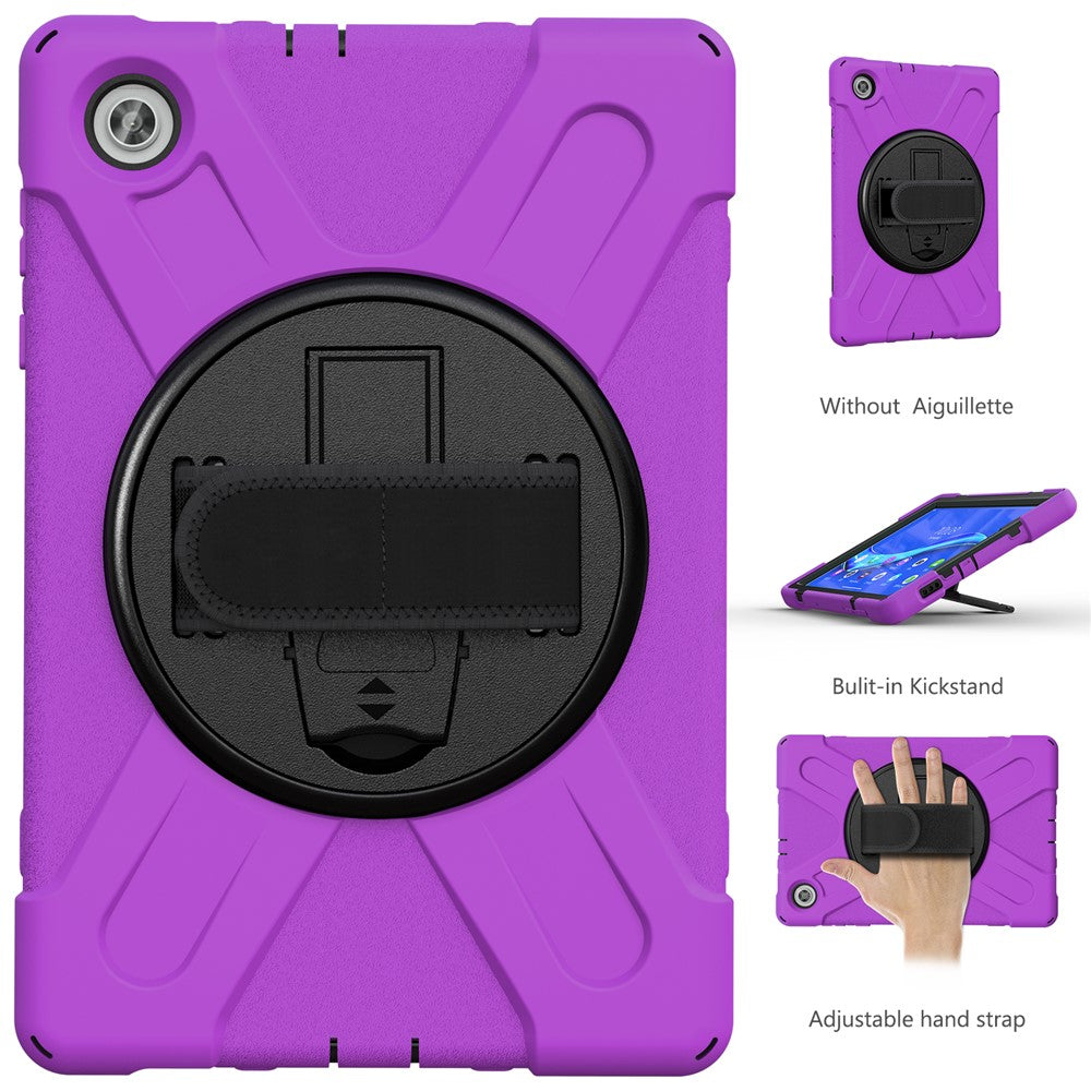 360° Swivel Kickstand PC + Silicone Tablet Case Shell for Lenovo M10 X306X - Purple