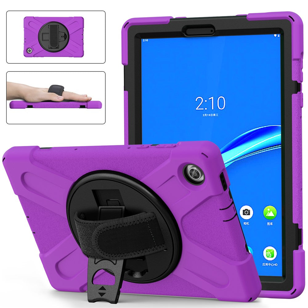 360° Swivel Kickstand PC + Silicone Tablet Case Shell for Lenovo M10 X306X - Purple