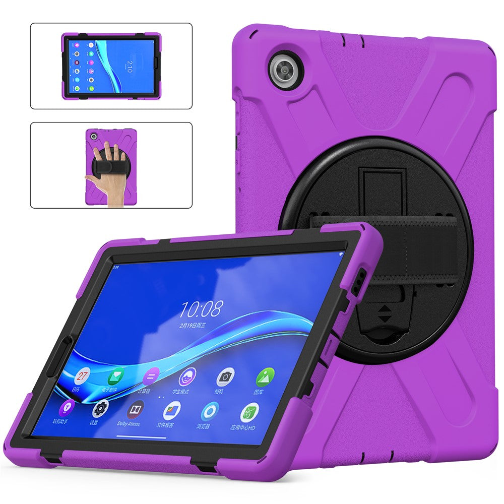360° Swivel Kickstand PC + Silicone Tablet Case Shell for Lenovo M10 X306X - Purple