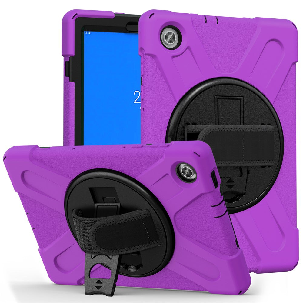 360° Swivel Kickstand PC + Silicone Tablet Case Shell for Lenovo M10 X306X - Purple
