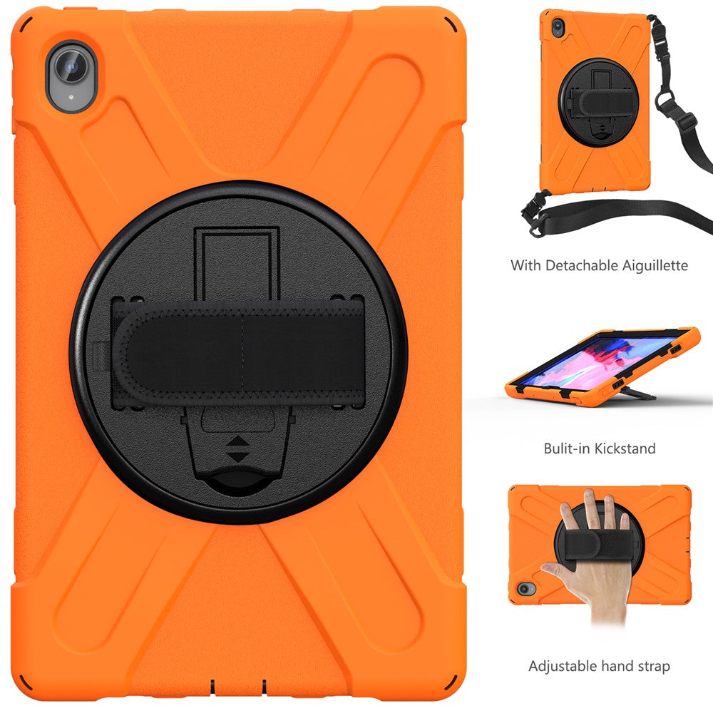 360 Degree Swivel Kickstand Design PC + Silicone Hybrid Tablet Case with Shoulder Strap for Lenovo Tab P11 TB-J606F / Tab P11 5G / Tab P11 5G - Orange