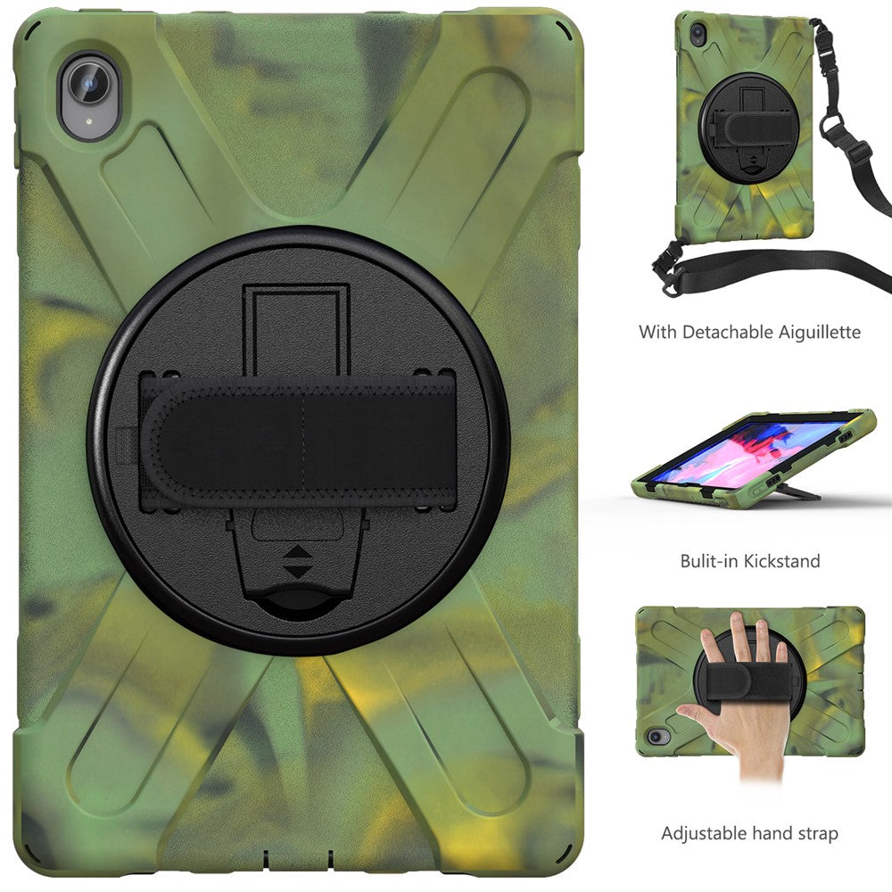 360 Degree Swivel Kickstand Design PC + Silicone Hybrid Tablet Case with Shoulder Strap for Lenovo Tab P11 TB-J606F / Tab P11 5G / Tab P11 5G - Camouflage
