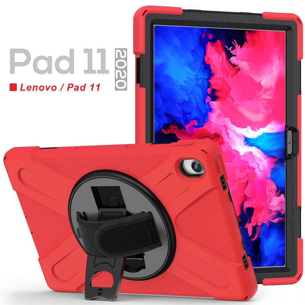 360° Rotary Kickstand Design PC + Silicone Tablet Case Shell for Lenovo Tab P11 TB-J606F / Tab P11 5G / Tab P11 Plus TB-J616 - Red