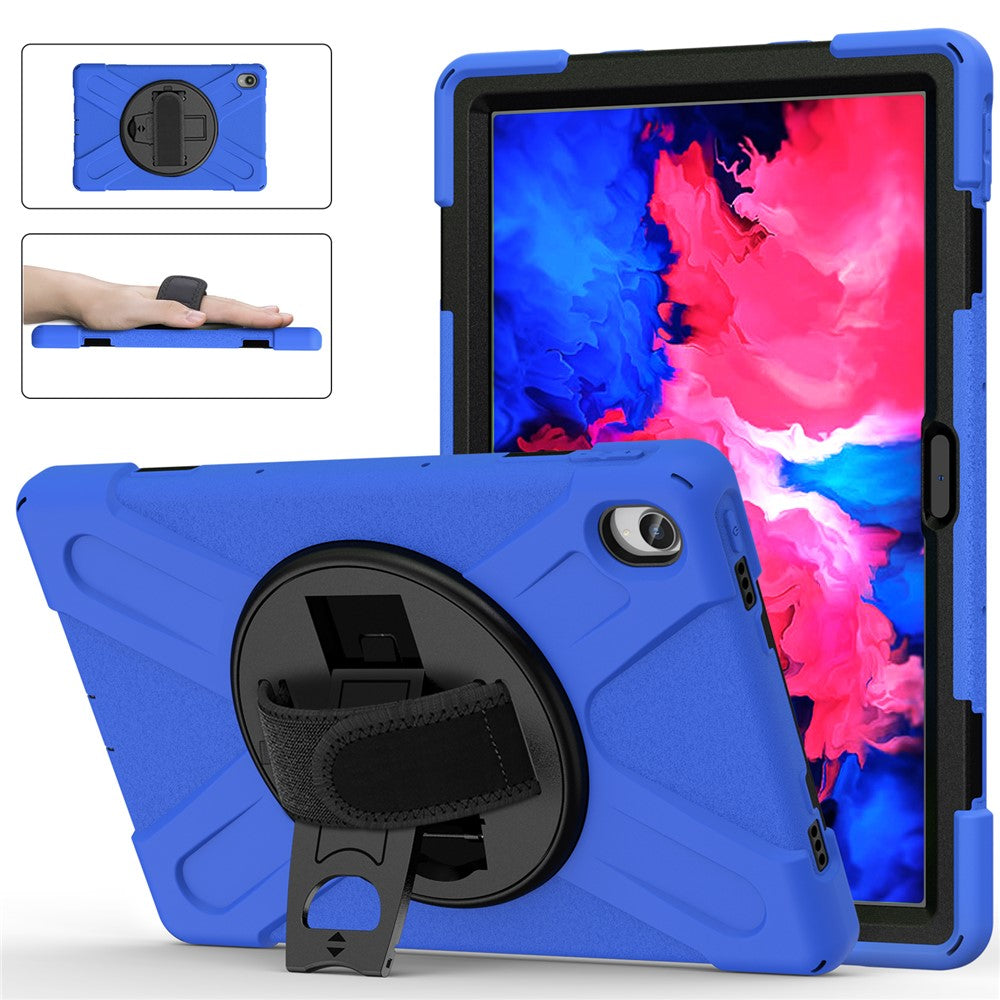 360° Rotary Kickstand Design PC + Silicone Tablet Case Shell for Lenovo Tab P11 TB-J606F / Tab P11 5G / Tab P11 Plus TB-J616 - Blue