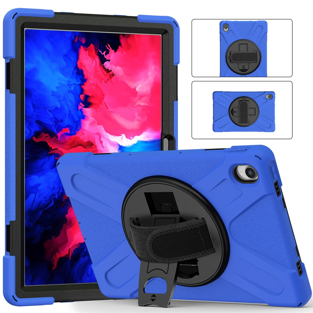 360° Rotary Kickstand Design PC + Silicone Tablet Case Shell for Lenovo Tab P11 TB-J606F / Tab P11 5G / Tab P11 Plus TB-J616 - Blue