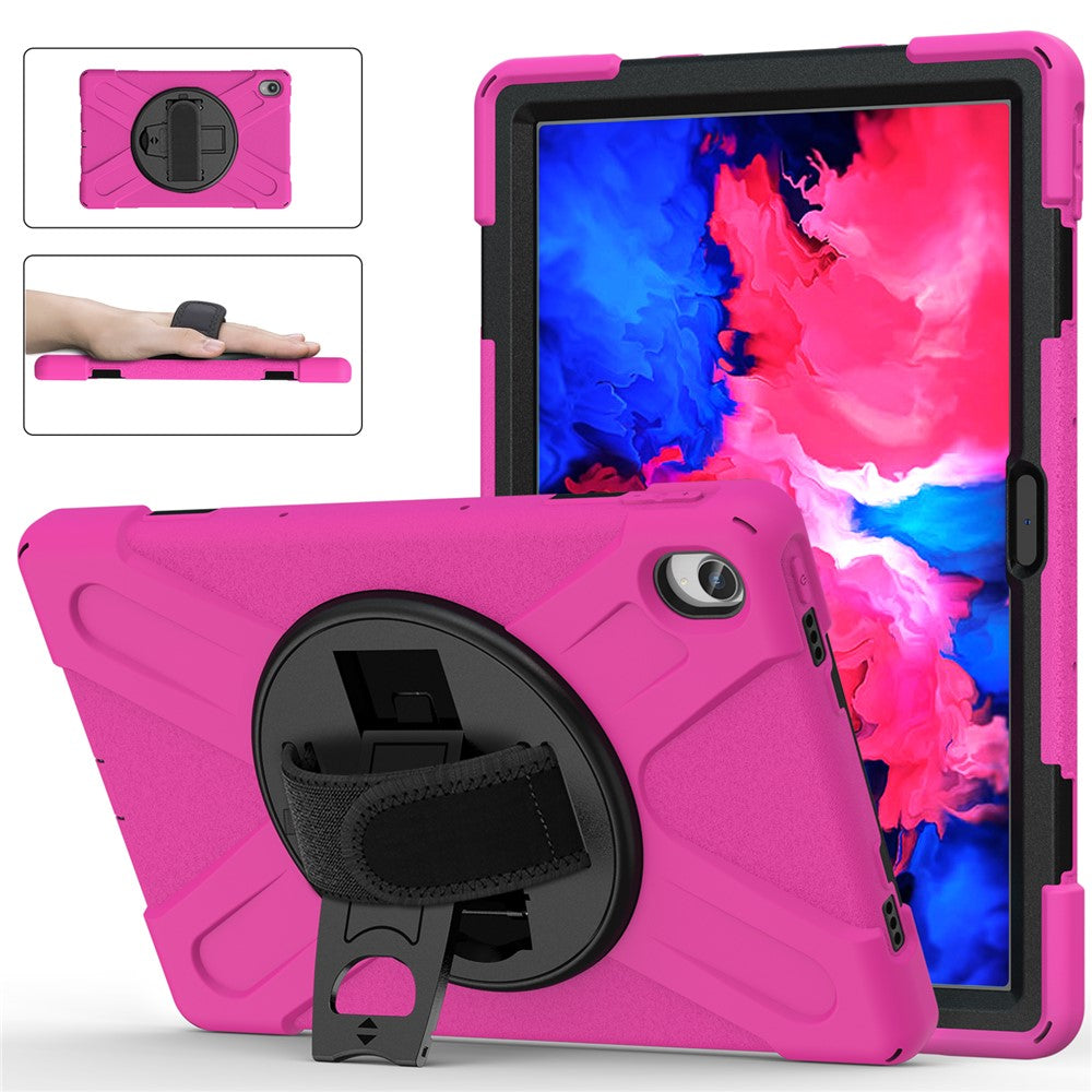 360° Rotary Kickstand Design PC + Silicone Tablet Case Shell for Lenovo Tab P11 TB-J606F / Tab P11 5G / Tab P11 Plus TB-J616 - Rose