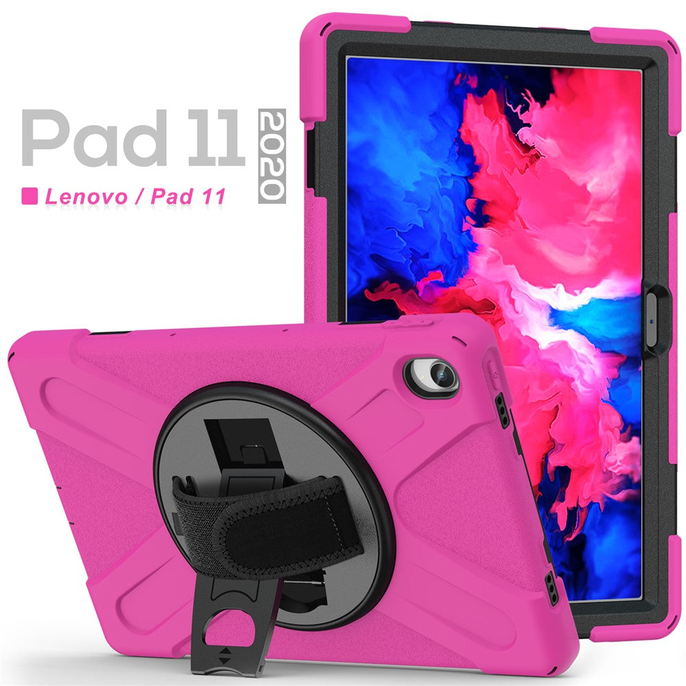 360° Rotary Kickstand Design PC + Silicone Tablet Case Shell for Lenovo Tab P11 TB-J606F / Tab P11 5G / Tab P11 Plus TB-J616 - Rose