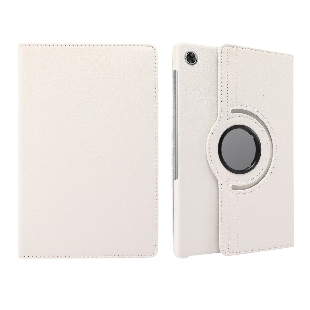 360° Swiveling Stand Design Litchi Texture Leather Case for Lenovo Tab M10 Plus - White