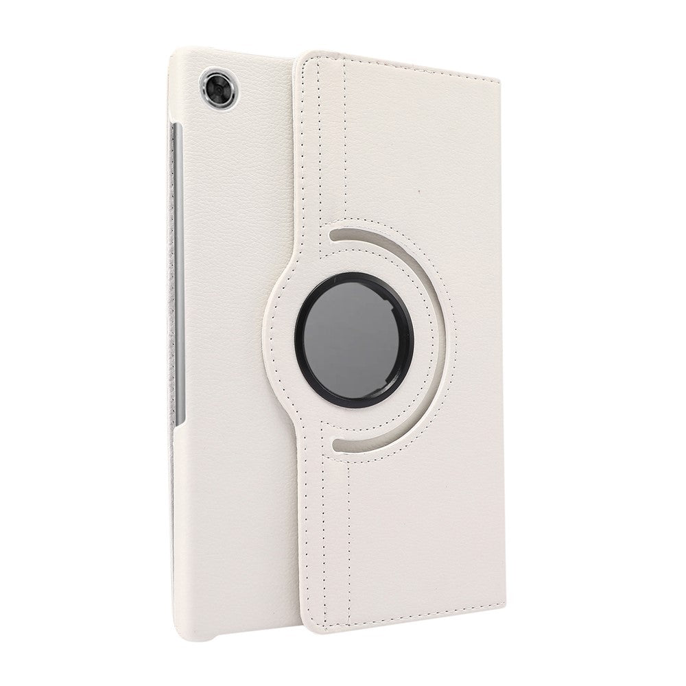 360° Swiveling Stand Design Litchi Texture Leather Case for Lenovo Tab M10 Plus - White