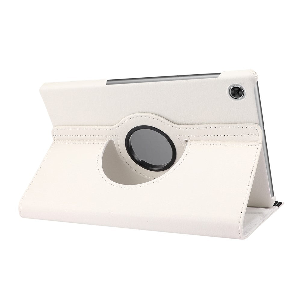 360° Swiveling Stand Design Litchi Texture Leather Case for Lenovo Tab M10 Plus - White