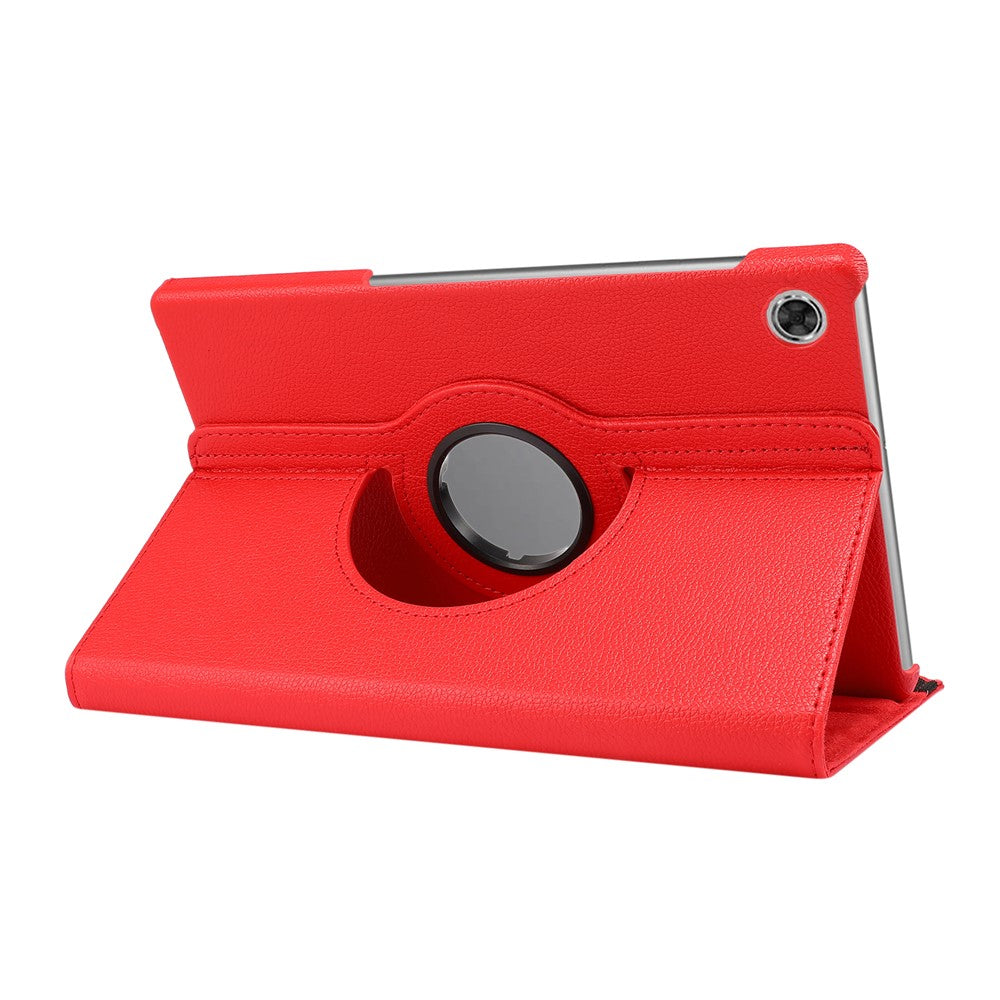 360° Swiveling Stand Design Litchi Texture Leather Case for Lenovo Tab M10 Plus - Red