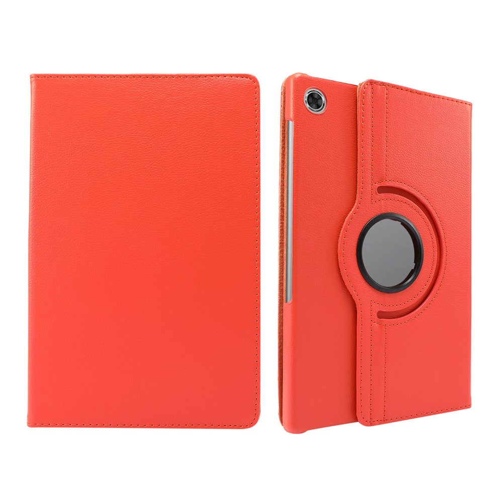 360° Swiveling Stand Design Litchi Texture Leather Case for Lenovo Tab M10 Plus - Orange