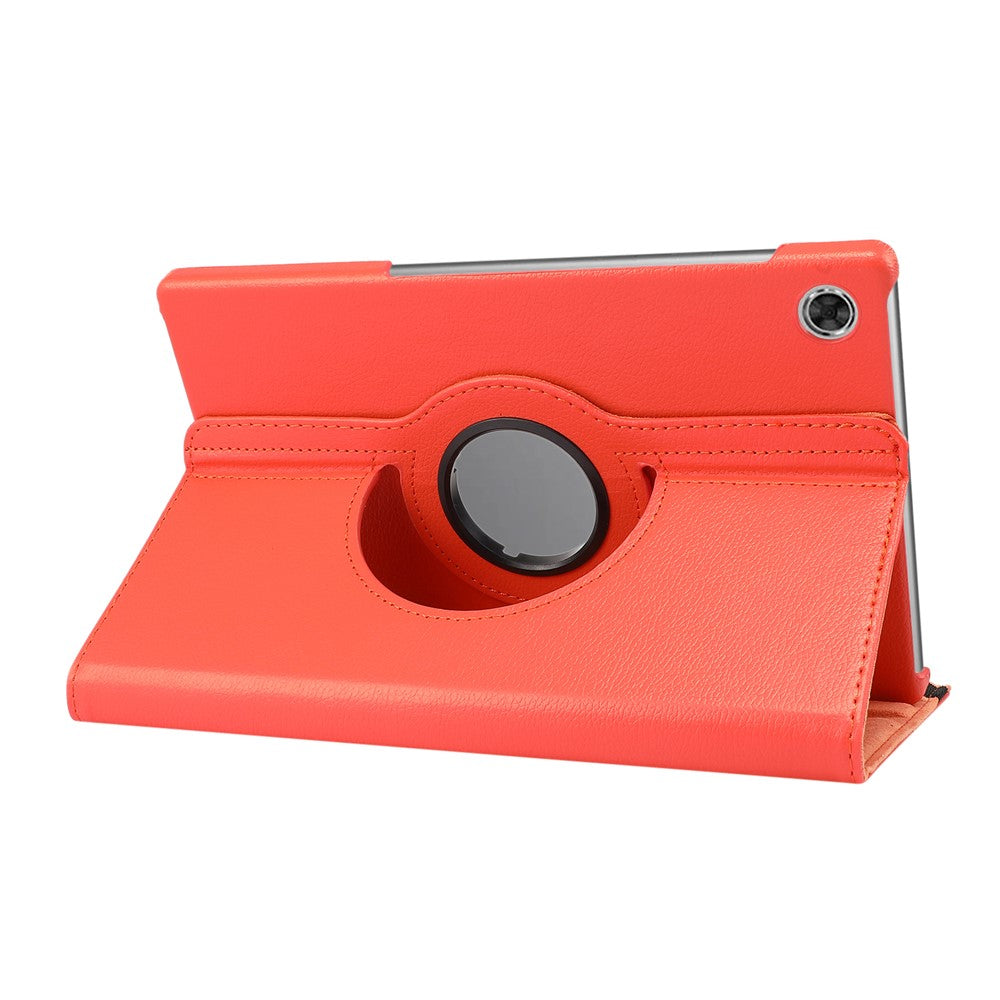 360° Swiveling Stand Design Litchi Texture Leather Case for Lenovo Tab M10 Plus - Orange