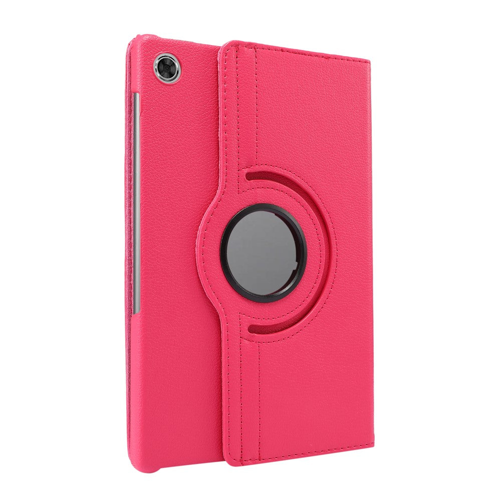 360° Swiveling Stand Design Litchi Texture Leather Case for Lenovo Tab M10 Plus - Rose