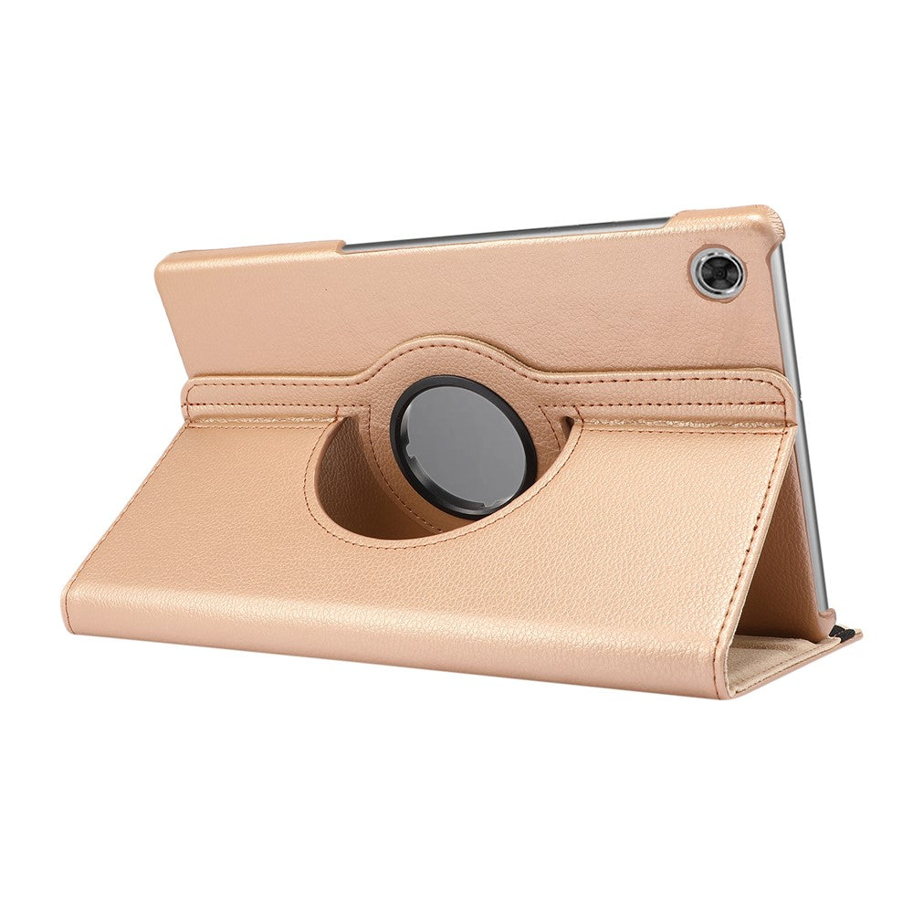 360° Swiveling Stand Design Litchi Texture Leather Case for Lenovo Tab M10 Plus - Gold