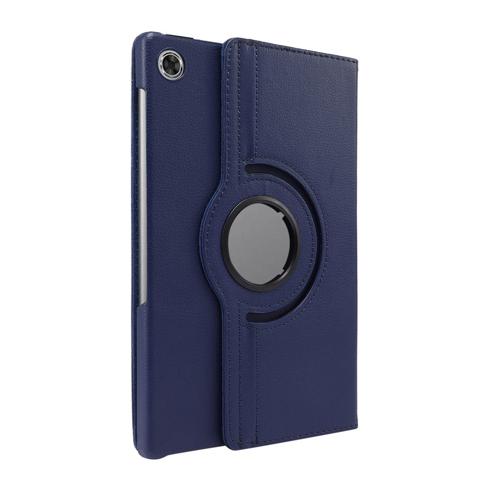 360° Swiveling Stand Design Litchi Texture Leather Case for Lenovo Tab M10 Plus - Dark Blue