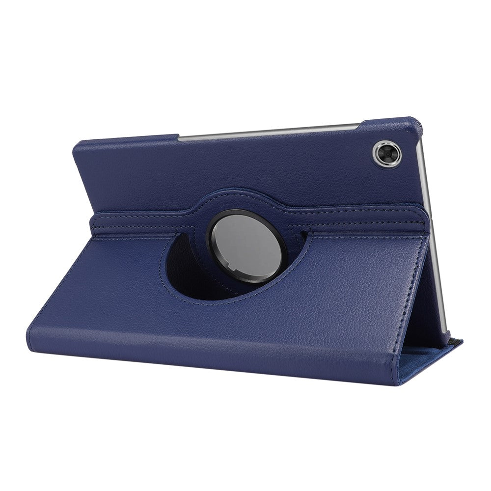 360° Swiveling Stand Design Litchi Texture Leather Case for Lenovo Tab M10 Plus - Dark Blue