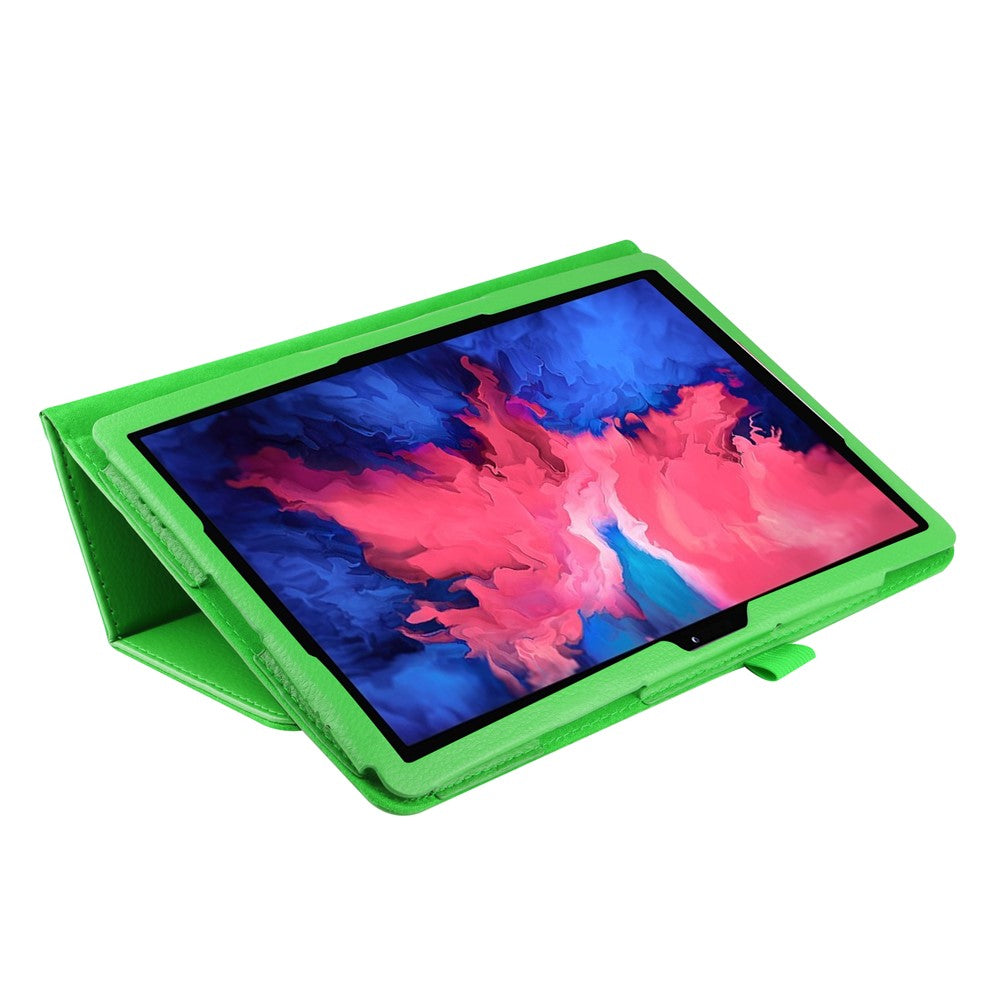 Litchi Texture Leather Tablet Case with Stand for Lenovo Tab P11 / P11 5G 11 inch TB-J606F / J606X - Green