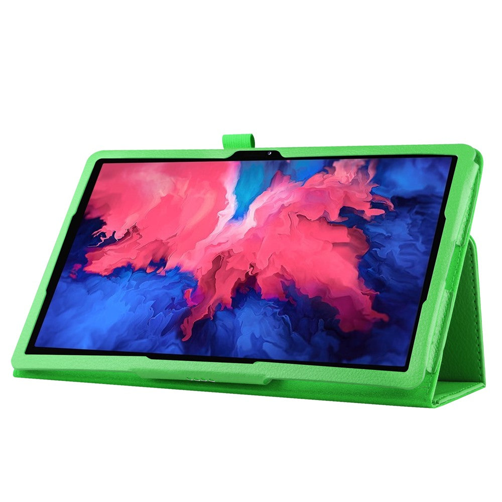 Litchi Texture Leather Tablet Case with Stand for Lenovo Tab P11 / P11 5G 11 inch TB-J606F / J606X - Green