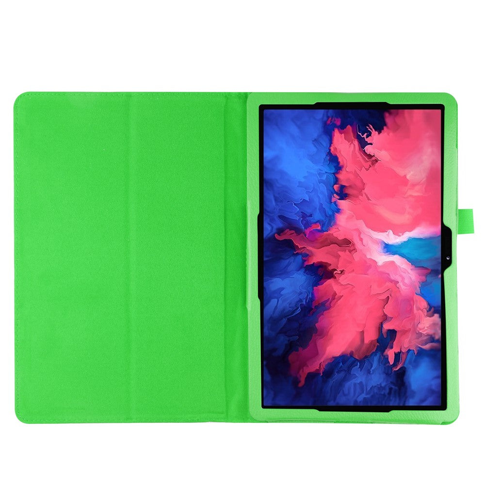 Litchi Texture Leather Tablet Case with Stand for Lenovo Tab P11 / P11 5G 11 inch TB-J606F / J606X - Green