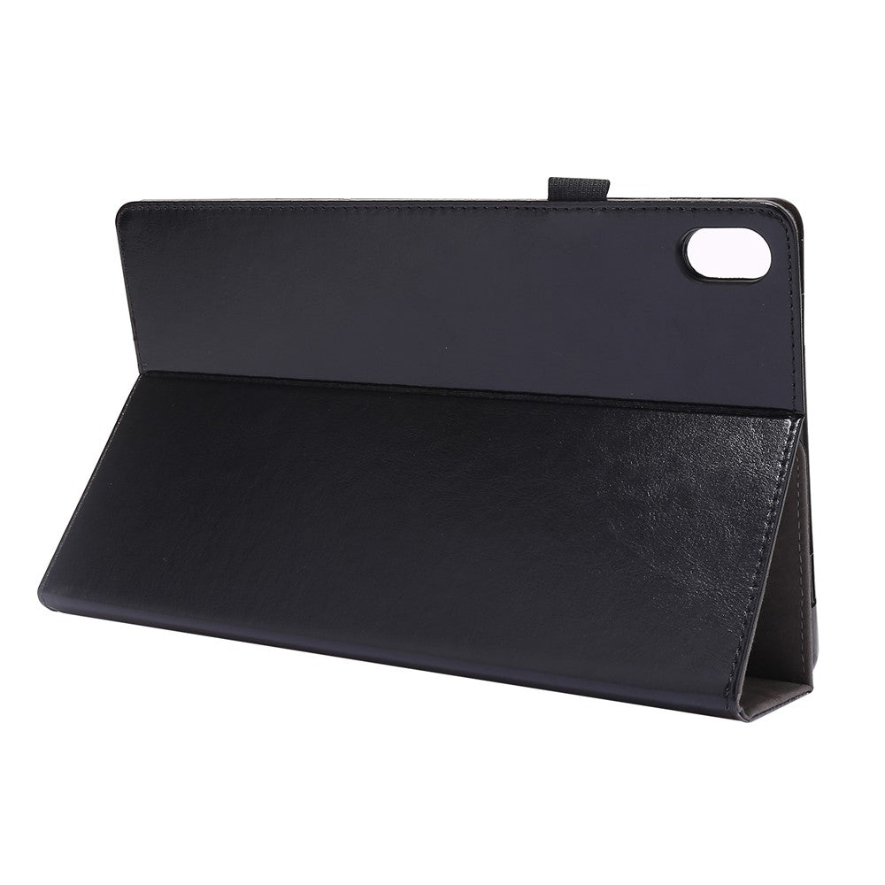 Crazy Horse Texture Two-Fold Design Leather Case for Lenovo Tab P11 / P11 5G 11-inch TB-J606F / J606X - Black