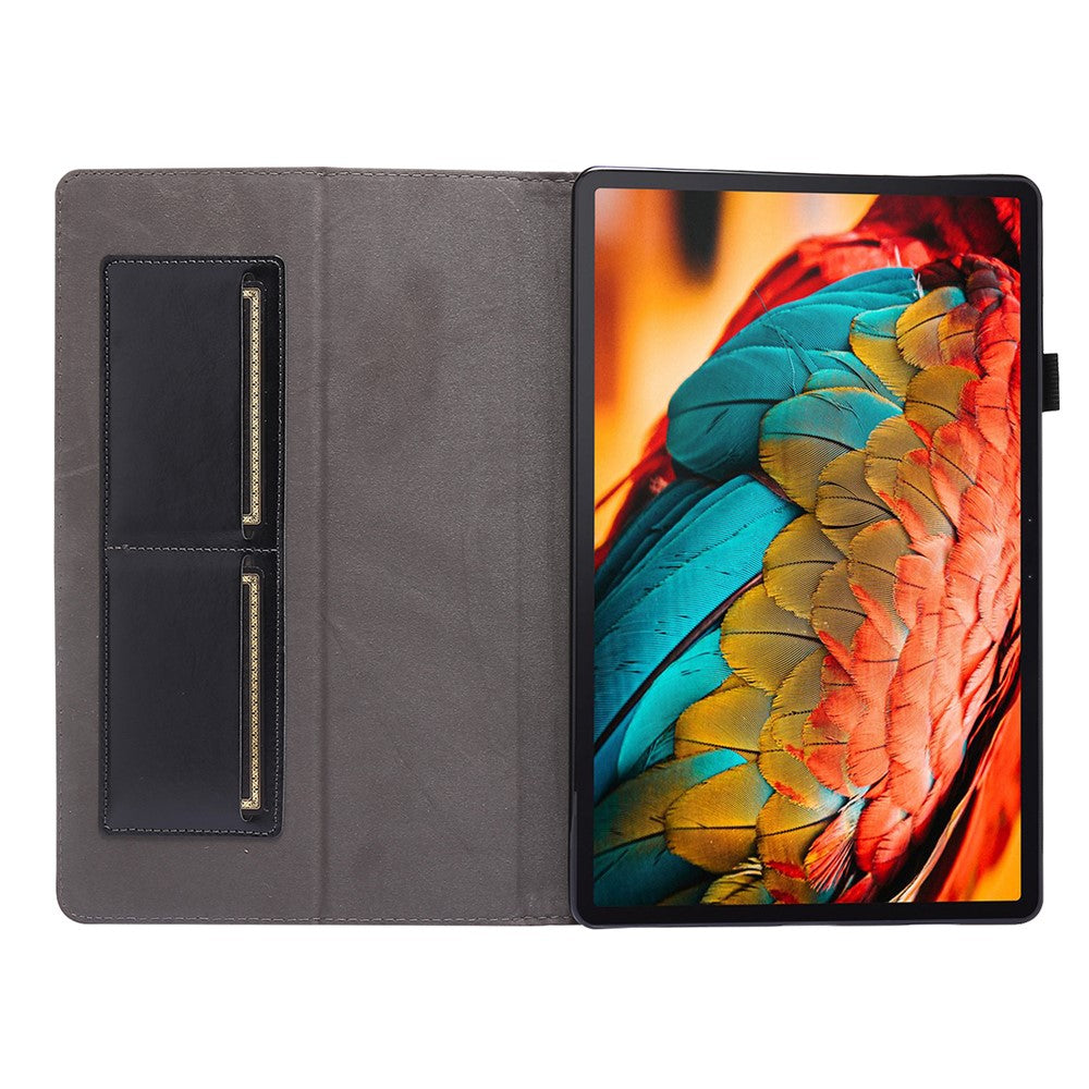 Crazy Horse Texture Two-Fold Design Leather Case for Lenovo Tab P11 / P11 5G 11-inch TB-J606F / J606X - Black