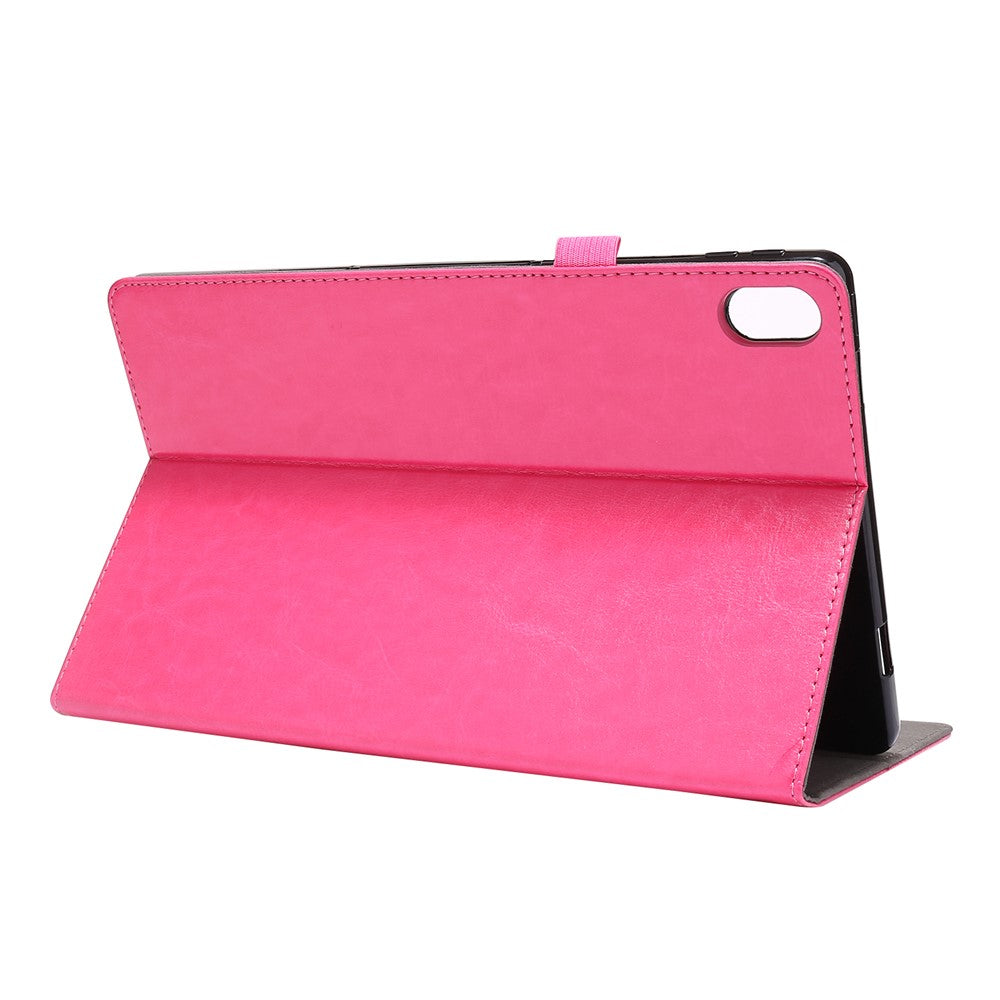 Crazy Horse Texture Two-Fold Design Leather Case for Lenovo Tab P11 / P11 5G 11-inch TB-J606F / J606X - Rose