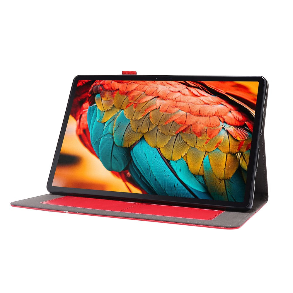 Crazy Horse Texture Two-Fold Design Leather Case for Lenovo Tab P11 / P11 5G 11-inch TB-J606F / J606X - Red