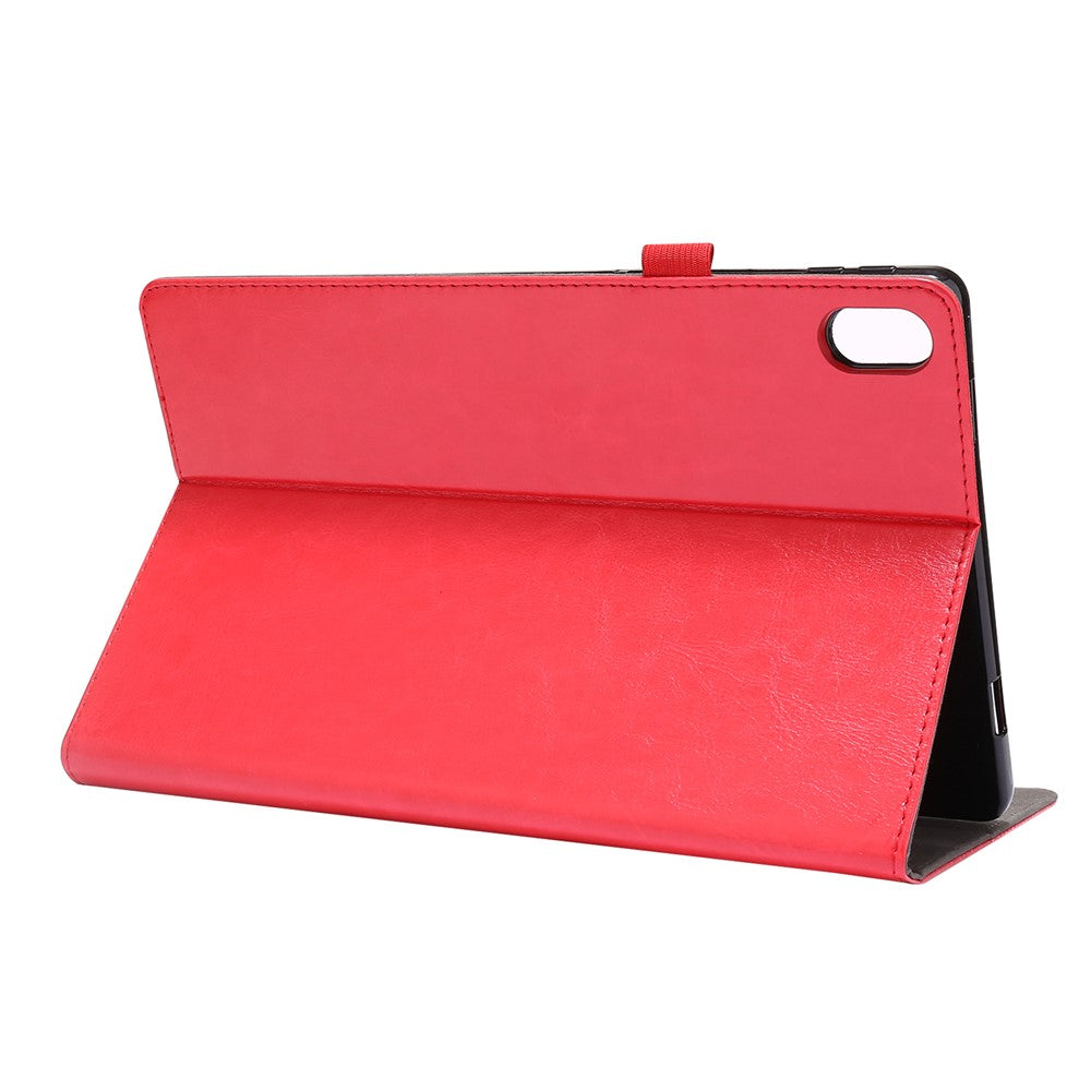 Crazy Horse Texture Two-Fold Design Leather Case for Lenovo Tab P11 / P11 5G 11-inch TB-J606F / J606X - Red