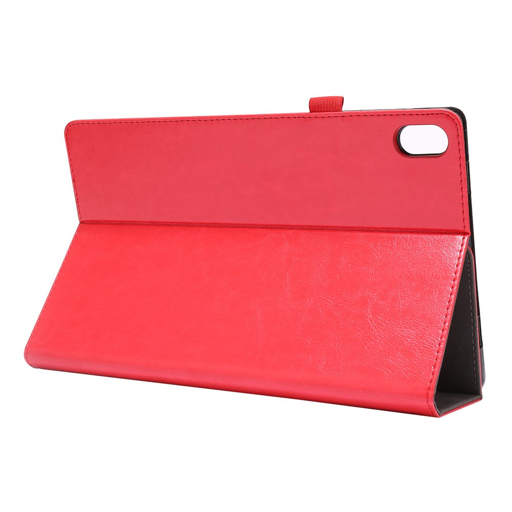Crazy Horse Texture Two-Fold Design Leather Case for Lenovo Tab P11 / P11 5G 11-inch TB-J606F / J606X - Red