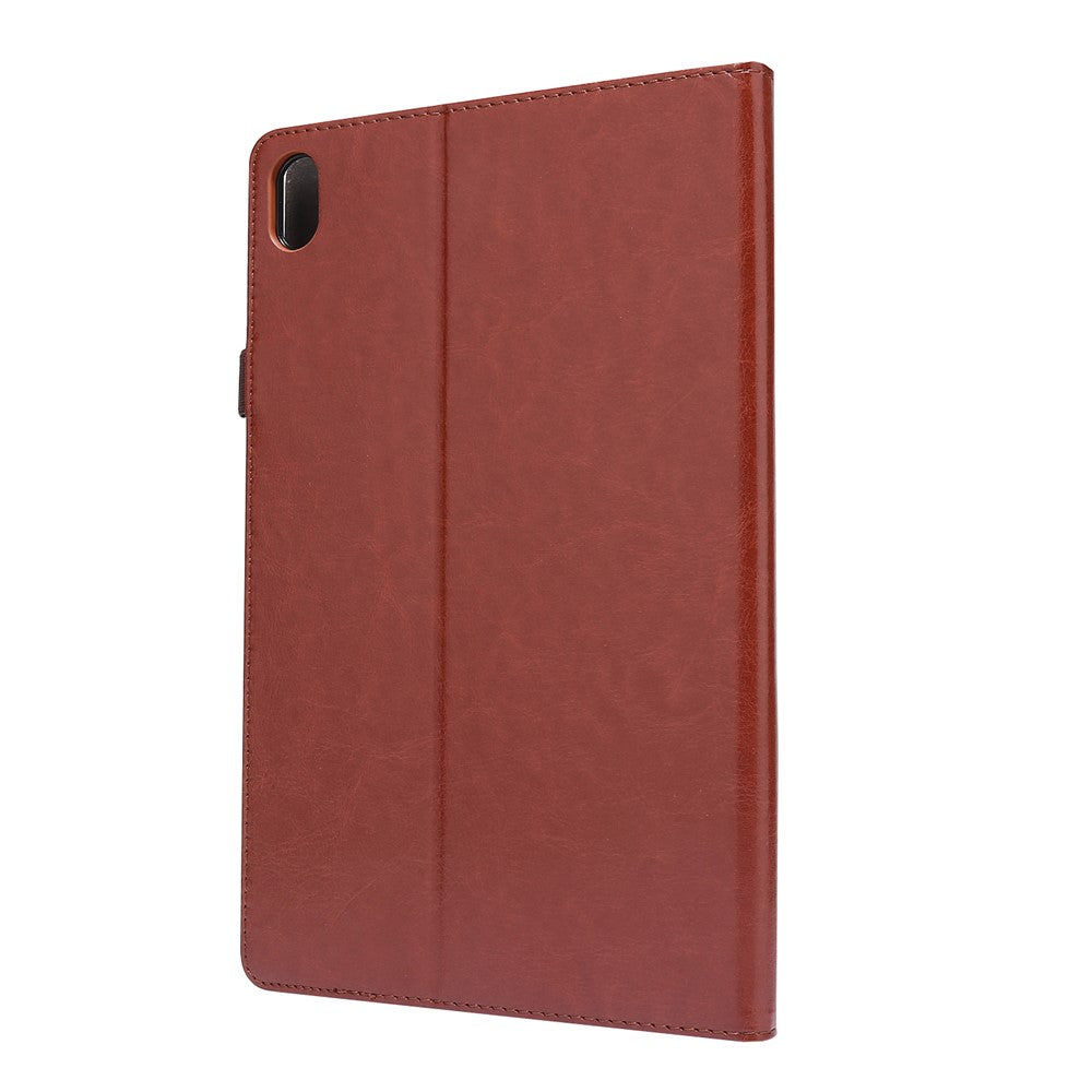 Crazy Horse Texture Two-Fold Design Leather Case for Lenovo Tab P11 / P11 5G 11-inch TB-J606F / J606X - Brown