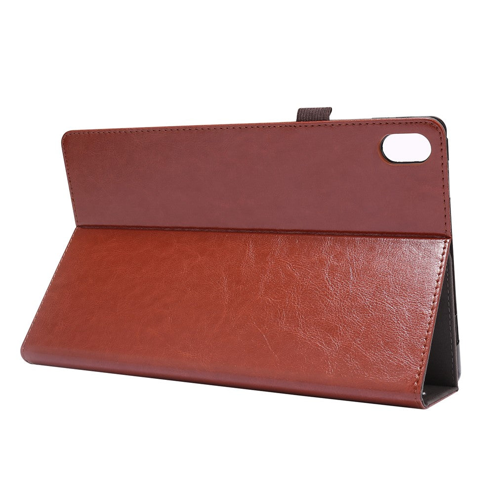 Crazy Horse Texture Two-Fold Design Leather Case for Lenovo Tab P11 / P11 5G 11-inch TB-J606F / J606X - Brown