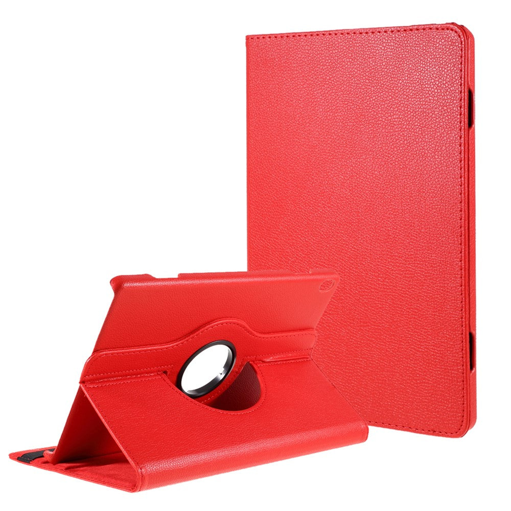 360 Degrees Rotating Stand Leather Case for Lenovo Tab M10 - Red