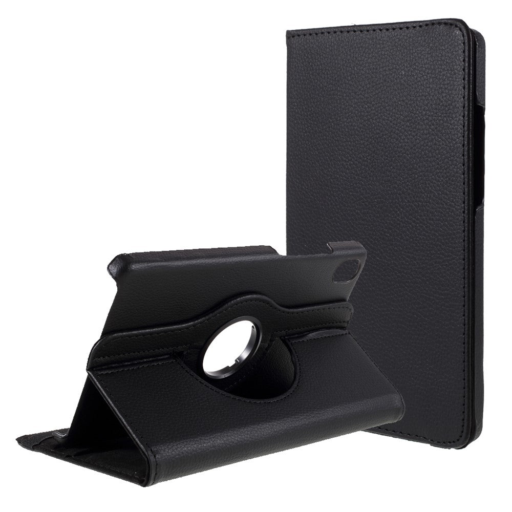 Leather Case with Rotating Stand Cover for Lenovo Tab M8 (1st Gen) HD8505/M8 (2nd Gen) HD8705 - Black