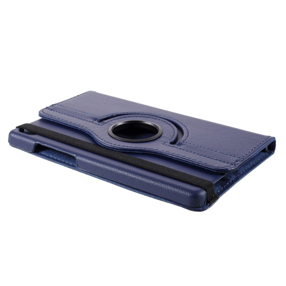 Leather Case with Rotating Stand Cover for Lenovo Tab M8 (1st Gen) HD8505/M8 (2nd Gen) HD8705 - Dark Blue