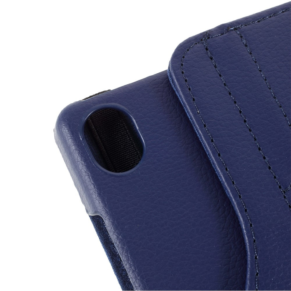 Leather Case with Rotating Stand Cover for Lenovo Tab M8 (1st Gen) HD8505/M8 (2nd Gen) HD8705 - Dark Blue