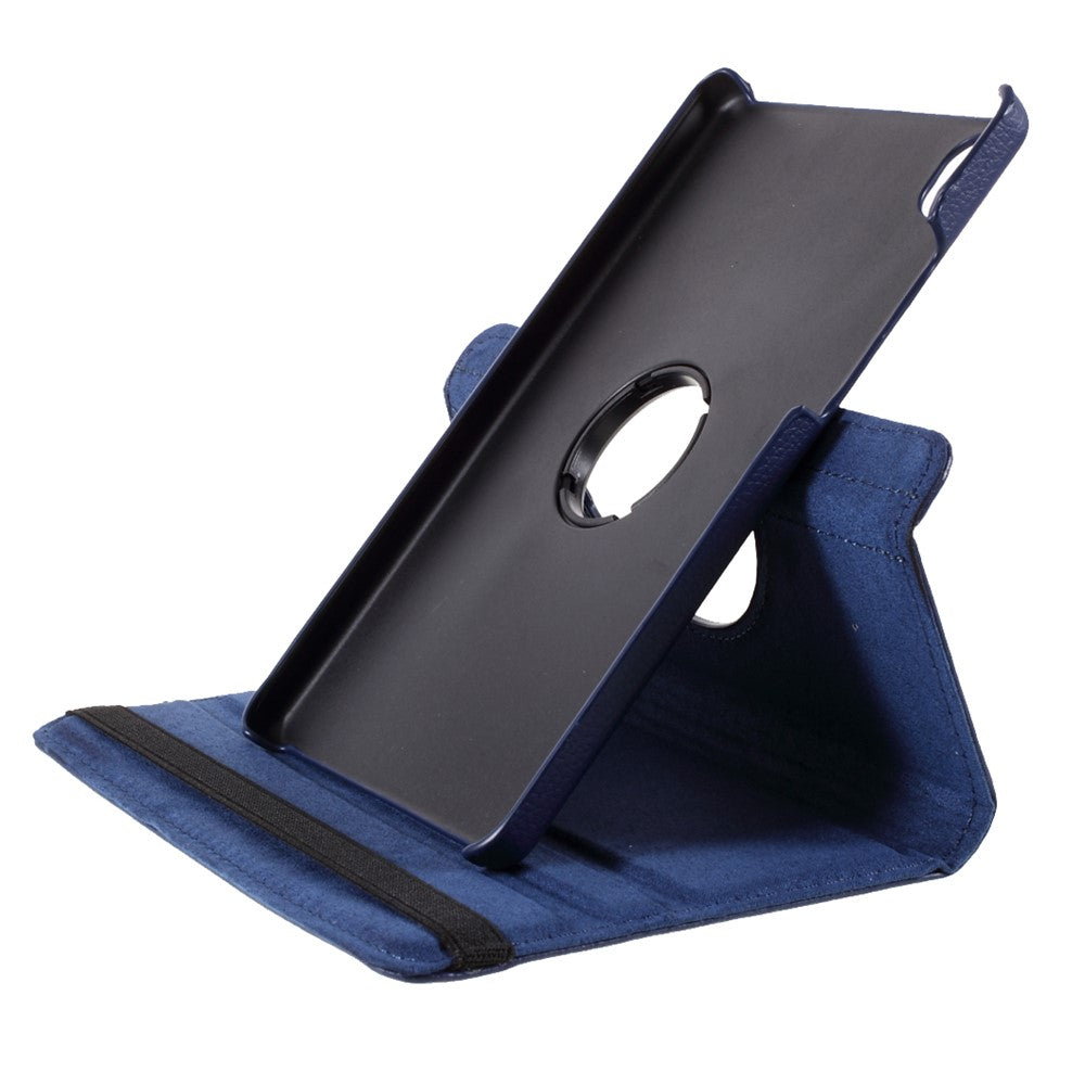 Leather Case with Rotating Stand Cover for Lenovo Tab M8 (1st Gen) HD8505/M8 (2nd Gen) HD8705 - Dark Blue