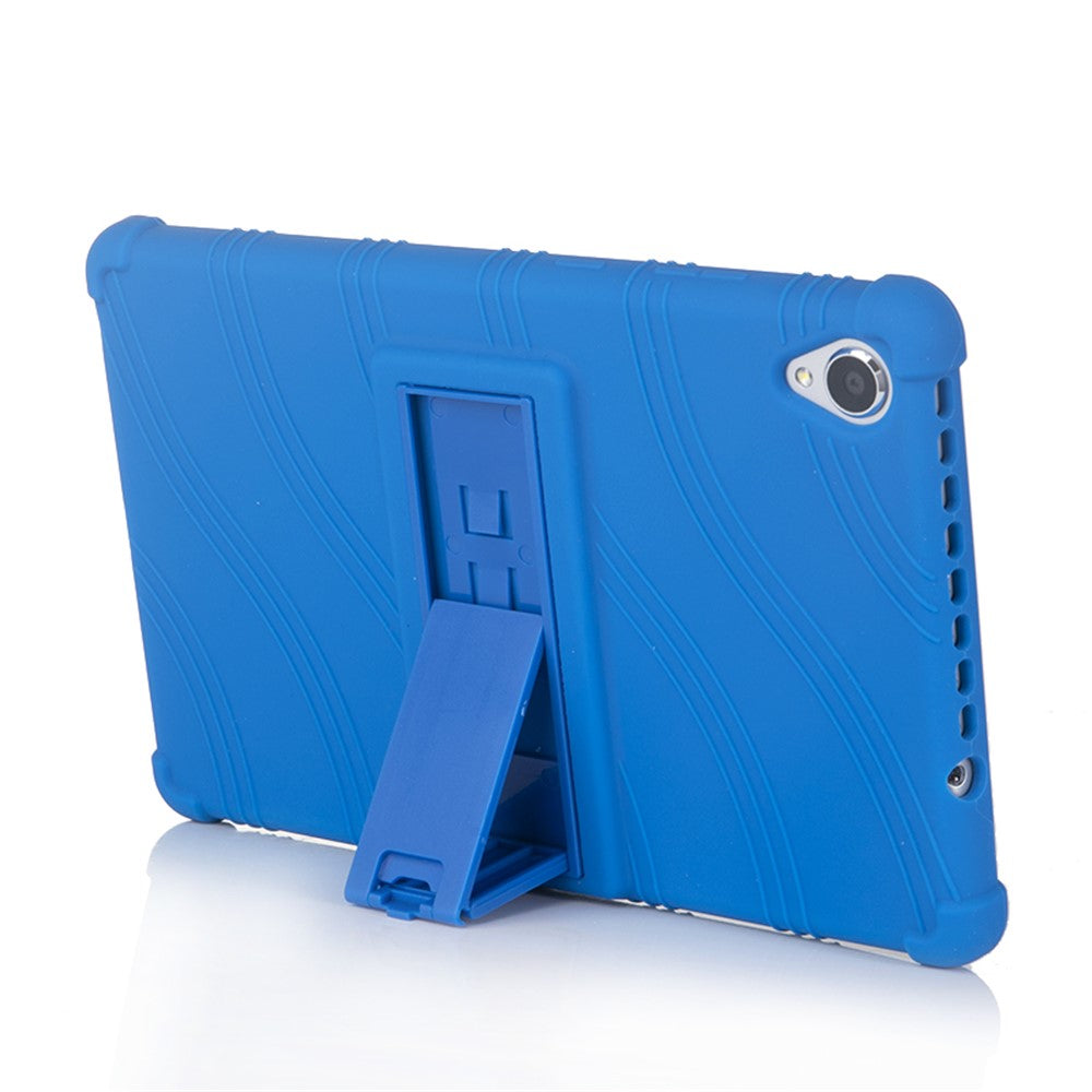 Slide-Out Kickstand Design Soft Silicone Tablet Cover Case for Lenovo Tab M8 8705/8505 - Blue