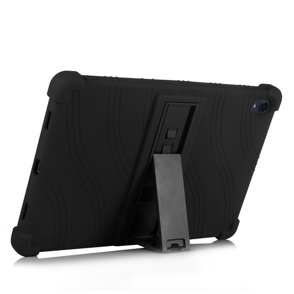 Slide-Out Kickstand Design Multi-Color Silicone Tablet Cover Case for Lenovo Tab P11 / P11 5G 11 inch TB-J606F / J606X - Black