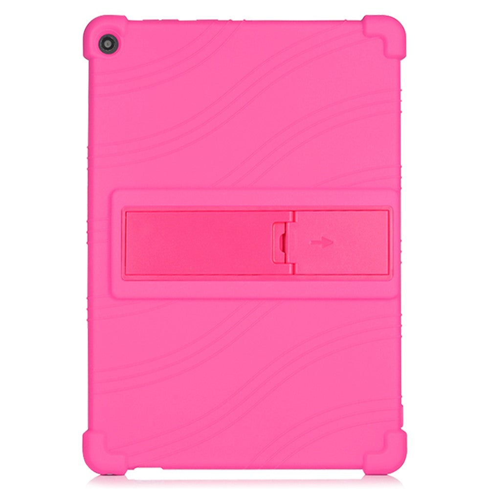 Silicone Tablet Cover Case with Slide-Out Kickstand Design for Lenovo M10 FHD REL X605FC - Rose