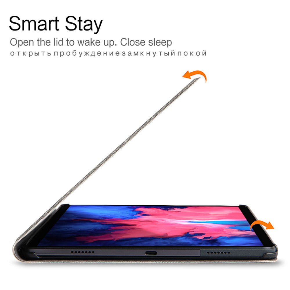 For Lenovo Tab P11 TB-J606F / Tab P11 5G Tablet Protective Case PU Leather + PC Imprint Deer Pattern Stand Cover - Grey