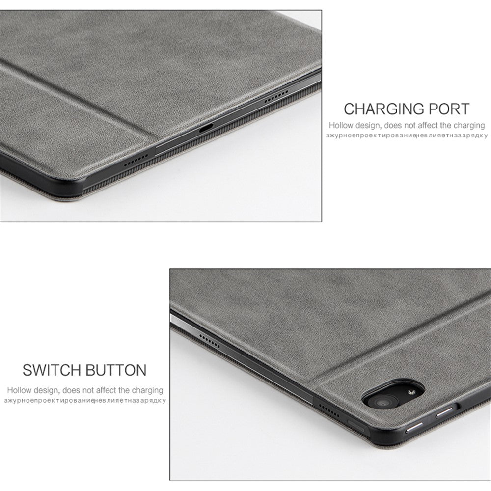 For Lenovo Tab P11 TB-J606F / Tab P11 5G Tablet Protective Case PU Leather + PC Imprint Deer Pattern Stand Cover - Grey