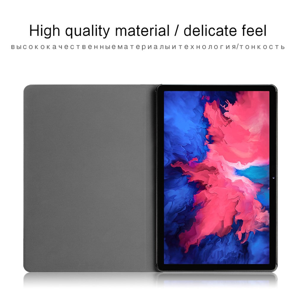 For Lenovo Tab P11 TB-J606F / Tab P11 5G Tablet Protective Case PU Leather + PC Imprint Deer Pattern Stand Cover - Blue