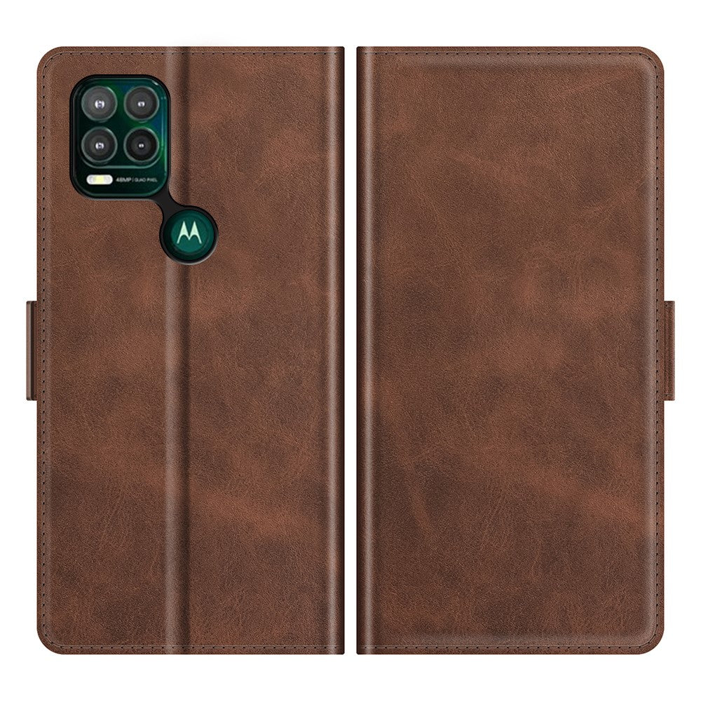 Folio Flip Magnetic Closure PU Leather Phone Wallet Stand Case Shell for Motorola Moto G Stylus 5G (2021) - Coffee